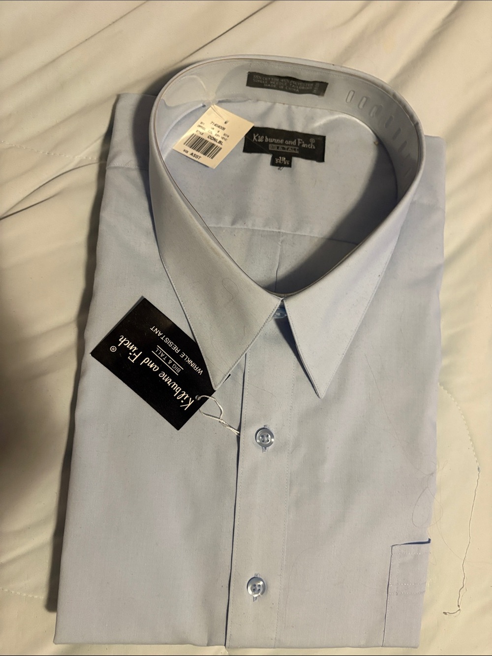 NWT Light Blue Men's Dress Shirt by Kilburne and Finch Size 19 (34/35) Big &Tall - Picture 2 of 9